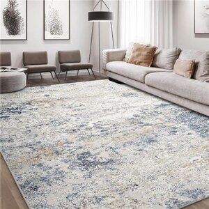 Area Rug Living Room Rugs - 8x10 Abstract Large Soft Indoor Washable Rug